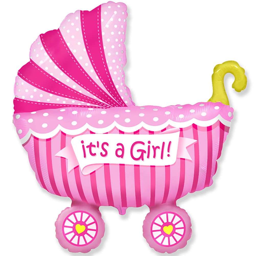 Folienballon Kinderwagen Mädchen