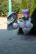 Set: Zahl (100 cm, Silber), 4 Folienherzen, Stern und 6 Latexballons