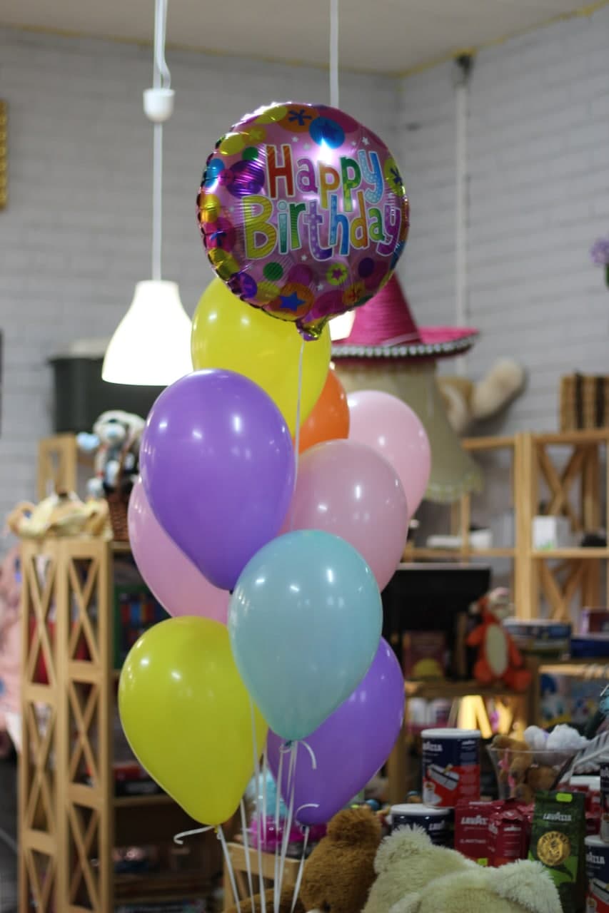 Set: 10 Luftballons (Bunter Mix) und Folienballon Alles Gute zum Geburtstag“