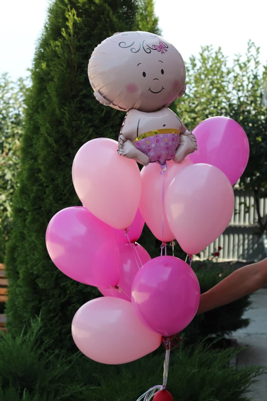 Set: 10 rosa Latexballons und Folienballon Baby-Mädchen“
