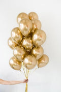Set: Chrom-Luftballons gold 15 Stk.