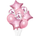 Set: Foliensterne rosa 3 Stk., Konfetti rosa 3 Stk., Latexballons rosa 3 Stk.