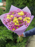 19 Stiele Chrysanthemen (gelb, rosa und violett)
