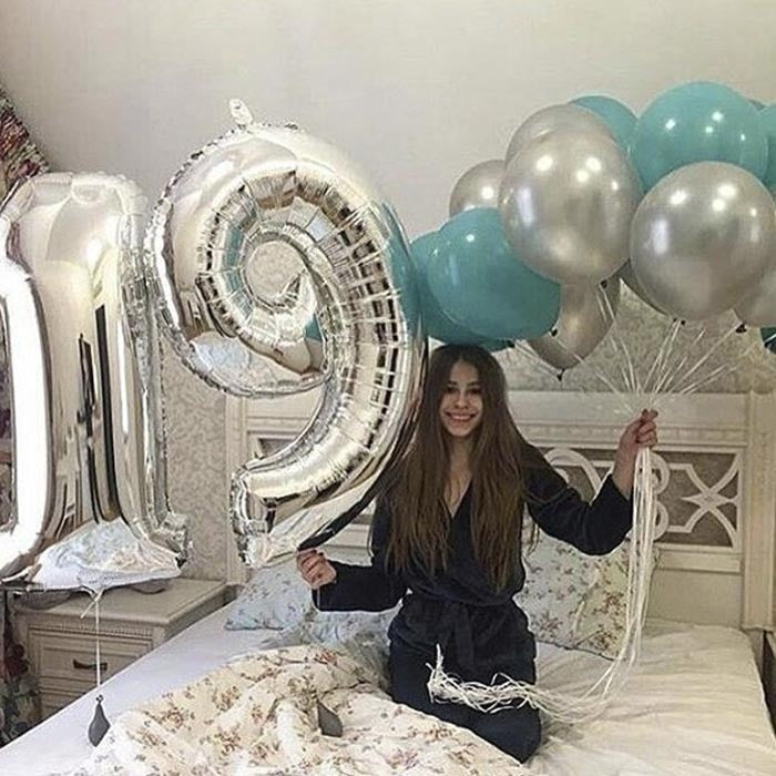 Folienballon-Set Zahlen 2 Stk. Silber (1 Meter), 10 Ballons Türkis und Grau-mit Hi-Float